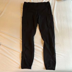 Black Lululemon Yoga Pants with Lace Detail
